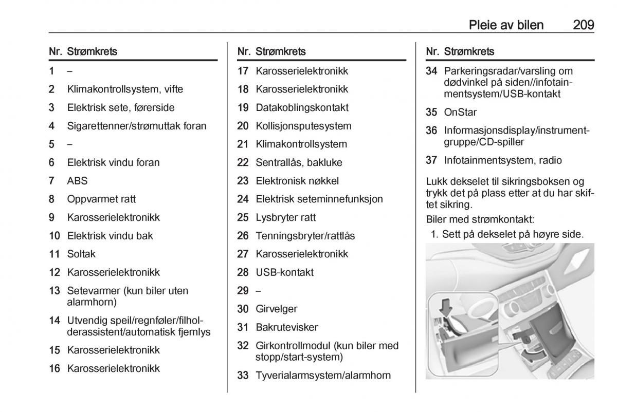 Opel Astra K V 5 bruksanvisningen / page 211