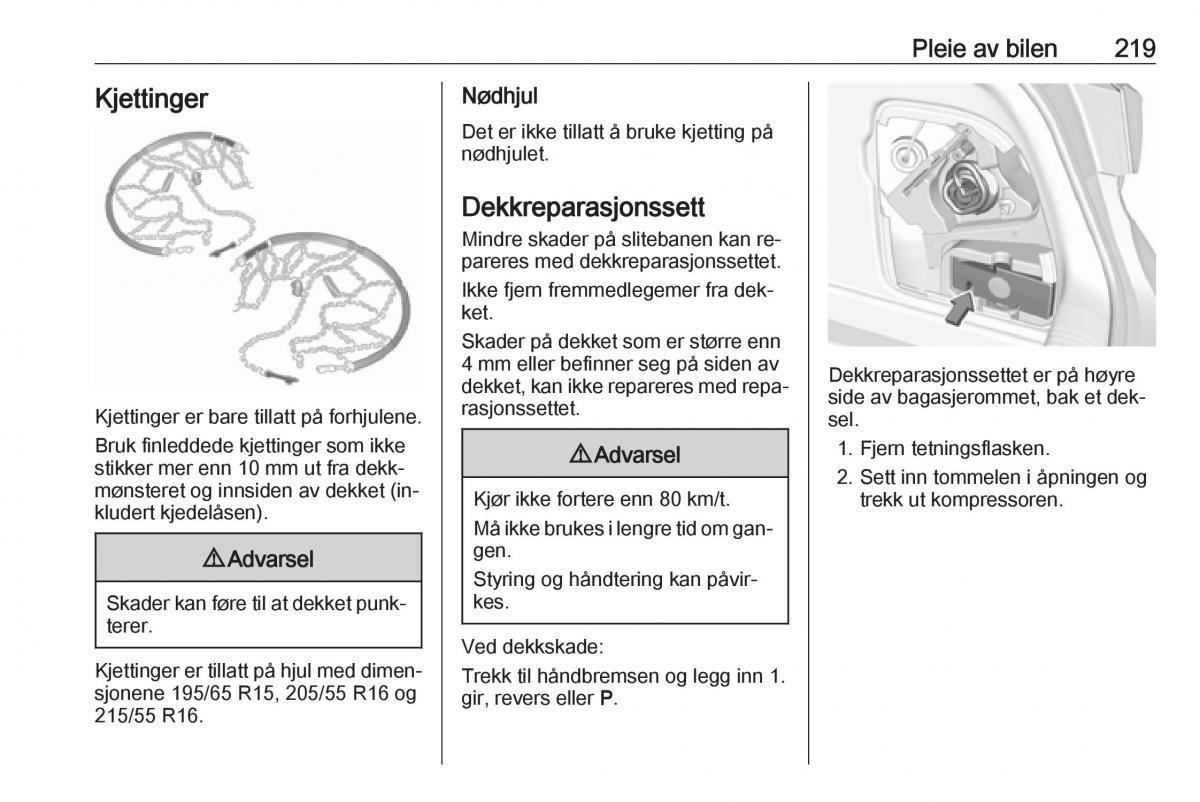 Opel Astra K V 5 bruksanvisningen / page 221