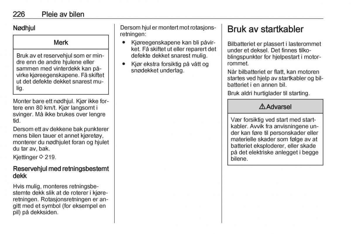 Opel Astra K V 5 bruksanvisningen / page 228