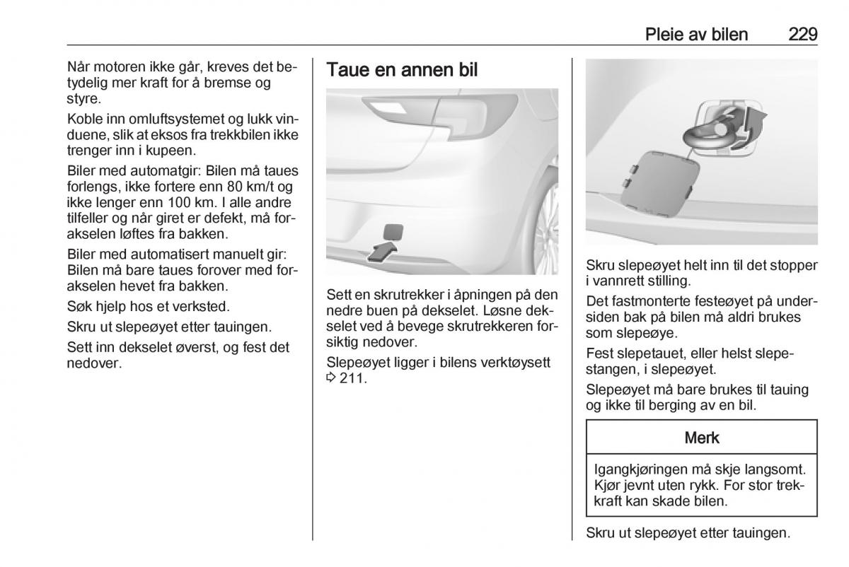 Opel Astra K V 5 bruksanvisningen / page 231