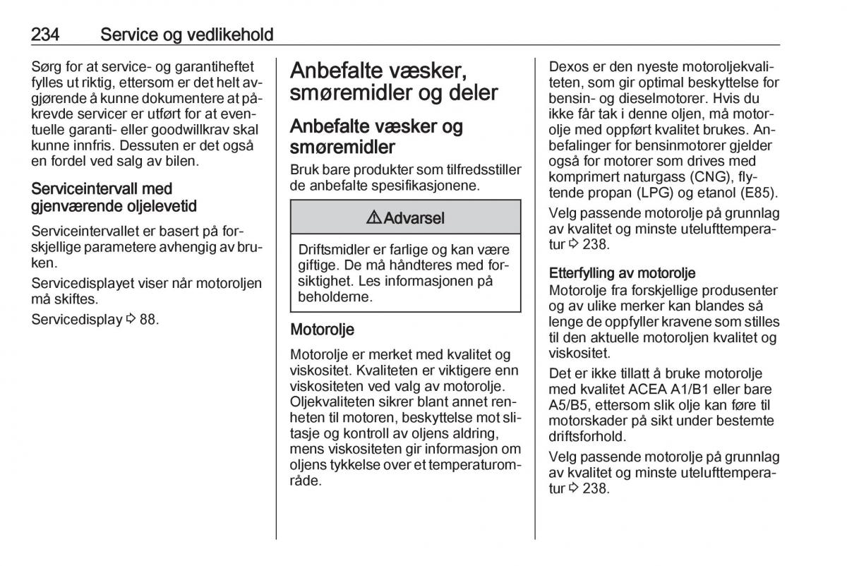 Opel Astra K V 5 bruksanvisningen / page 236