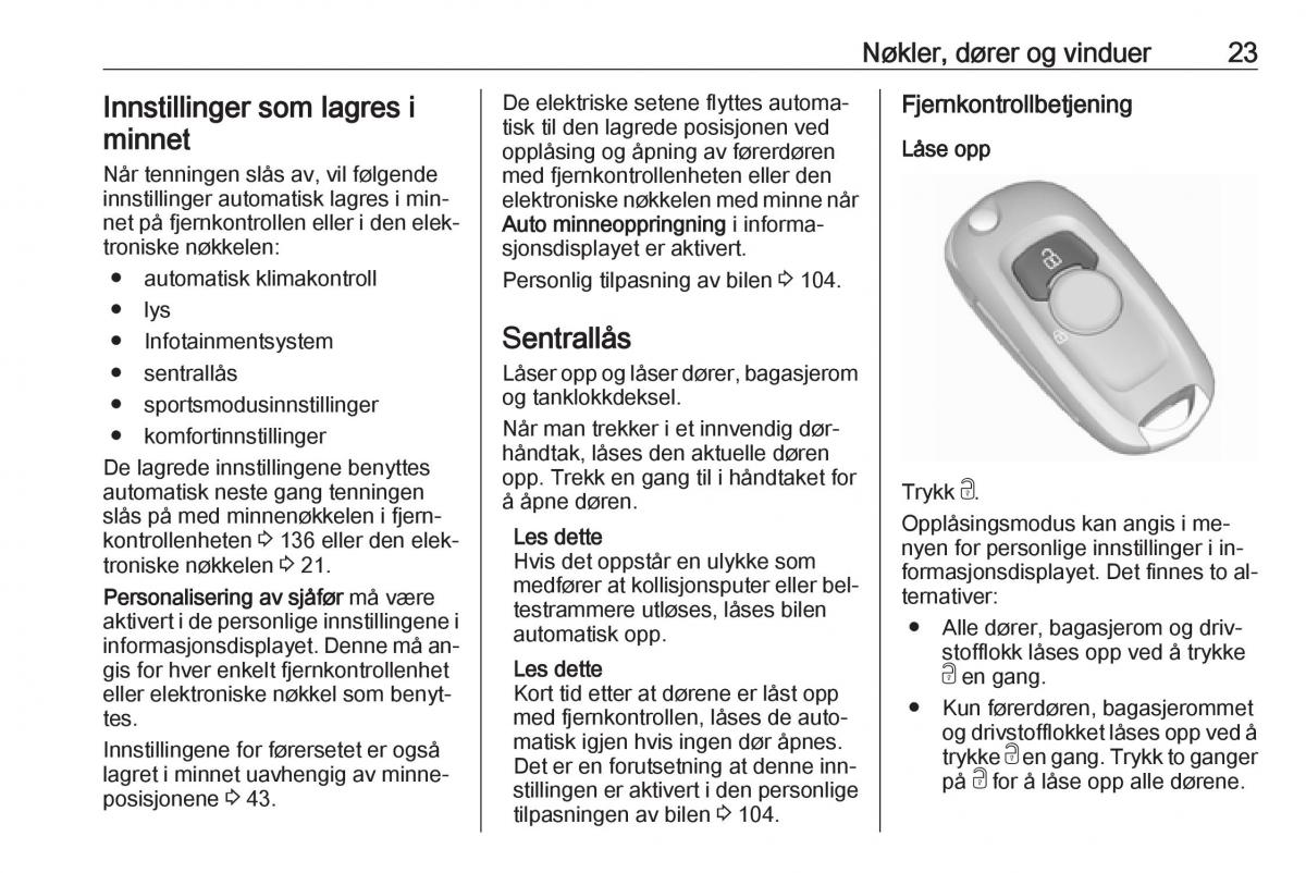 Opel Astra K V 5 bruksanvisningen / page 25