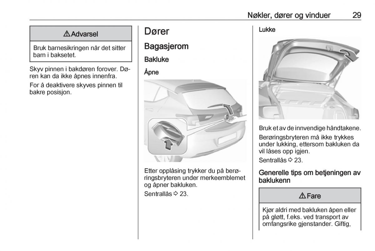 Opel Astra K V 5 bruksanvisningen / page 31