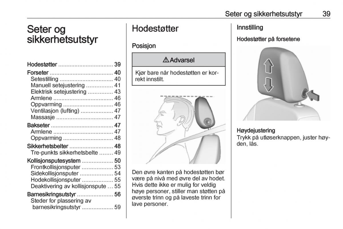 Opel Astra K V 5 bruksanvisningen / page 41