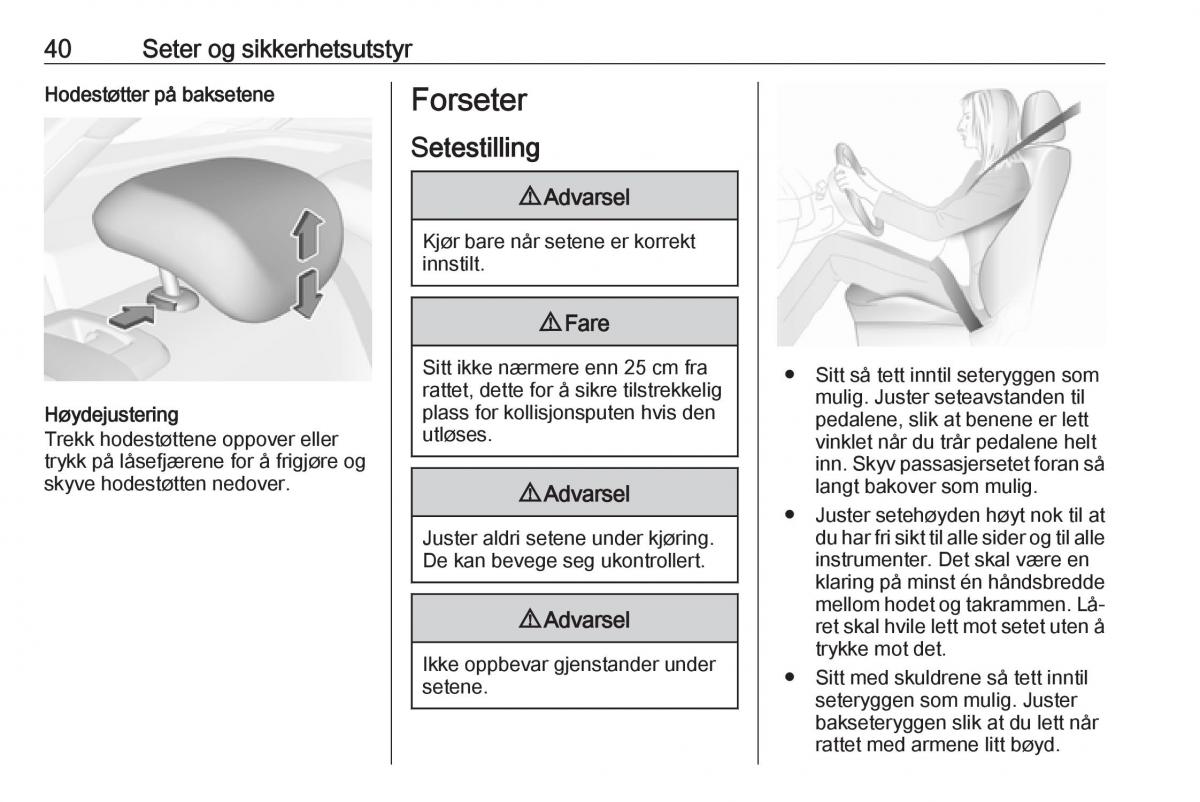 Opel Astra K V 5 bruksanvisningen / page 42