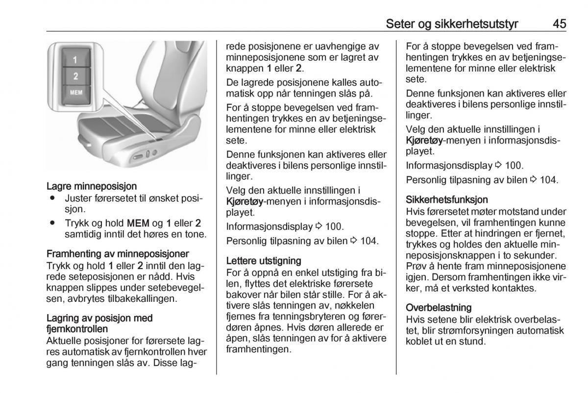 Opel Astra K V 5 bruksanvisningen / page 47