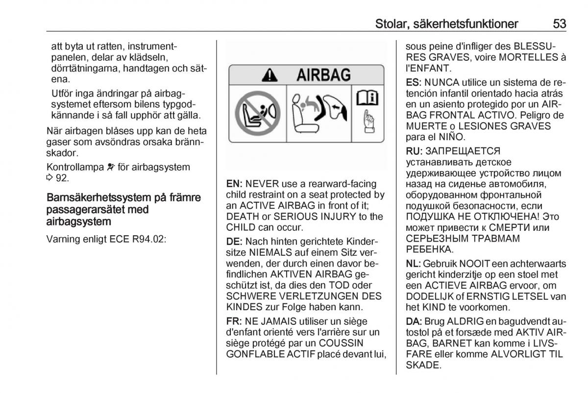 Opel Astra K V 5 instruktionsbok / page 55