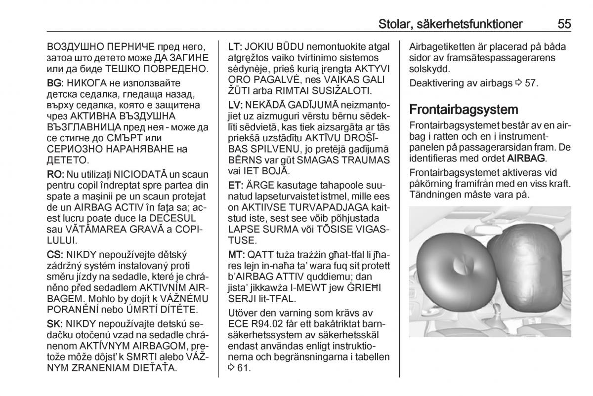 Opel Astra K V 5 instruktionsbok / page 57