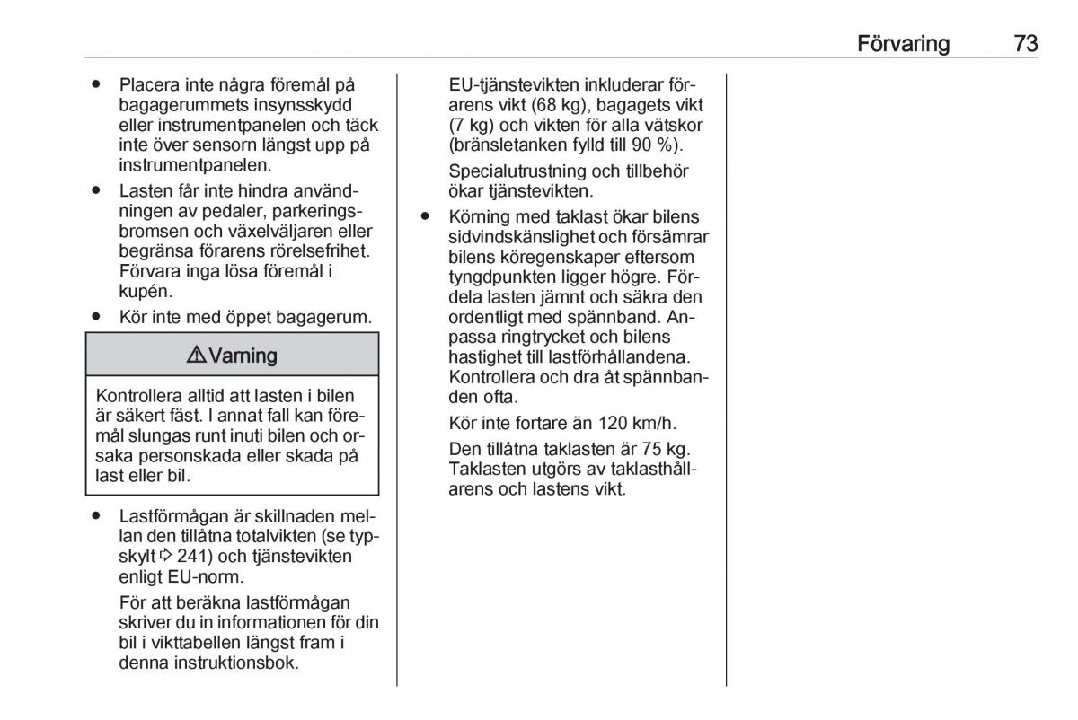 Opel Astra K V 5 instruktionsbok / page 75