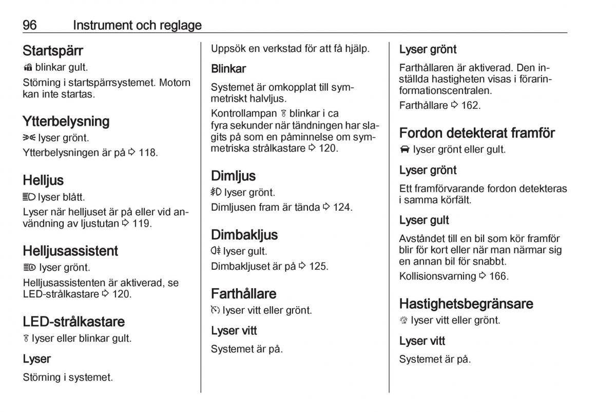 Opel Astra K V 5 instruktionsbok / page 98