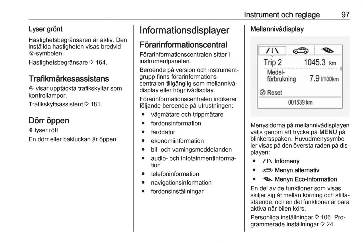 Opel Astra K V 5 instruktionsbok / page 99