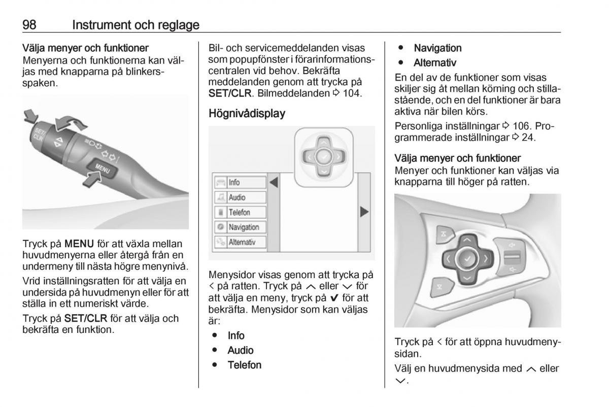 Opel Astra K V 5 instruktionsbok / page 100