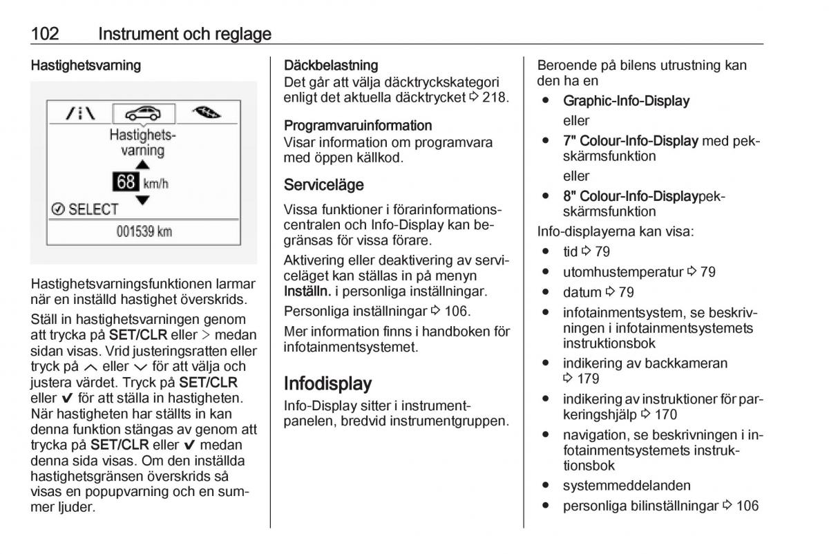 Opel Astra K V 5 instruktionsbok / page 104