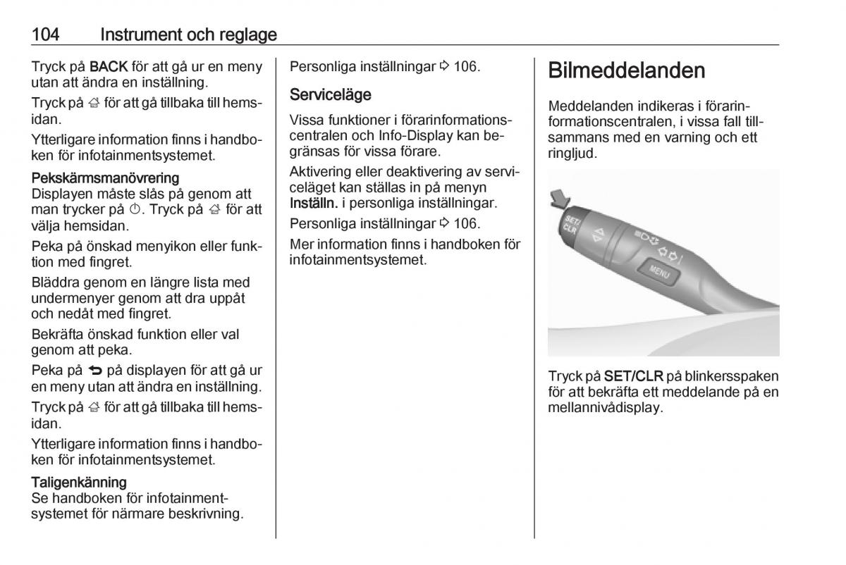 Opel Astra K V 5 instruktionsbok / page 106