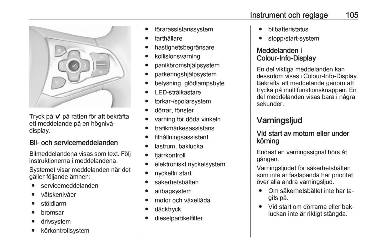 Opel Astra K V 5 instruktionsbok / page 107