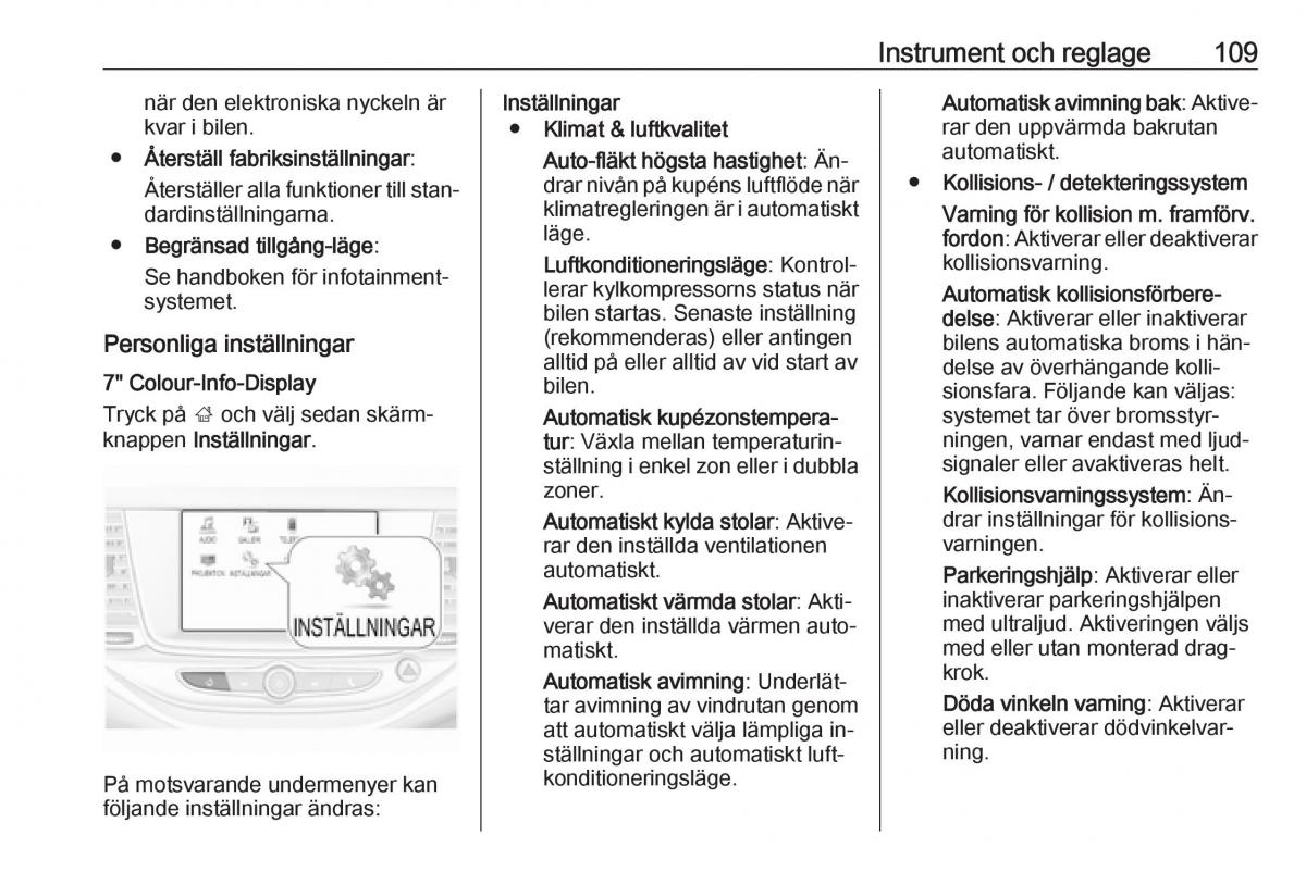 Opel Astra K V 5 instruktionsbok / page 111