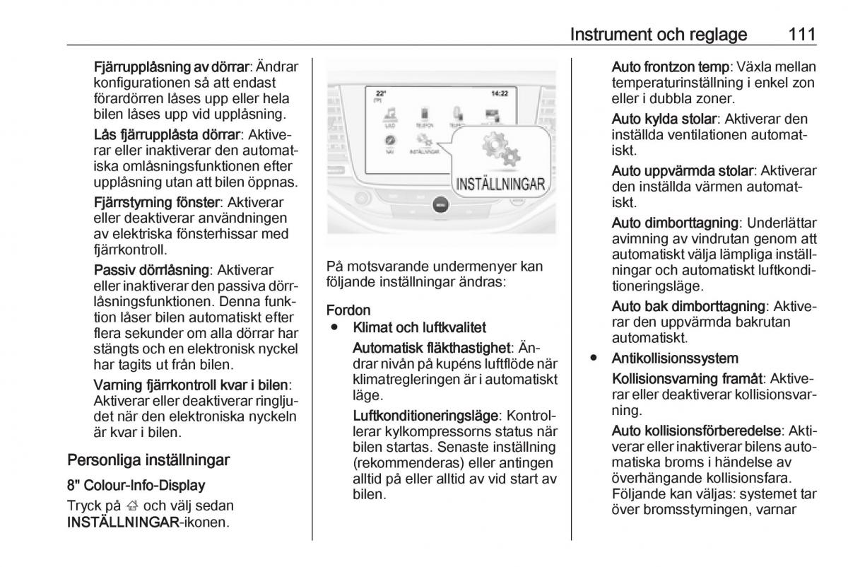 Opel Astra K V 5 instruktionsbok / page 113