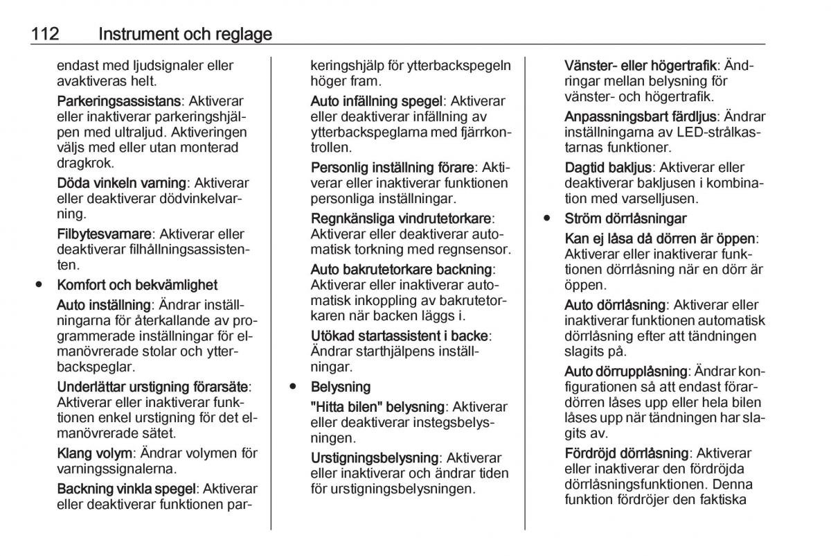 Opel Astra K V 5 instruktionsbok / page 114