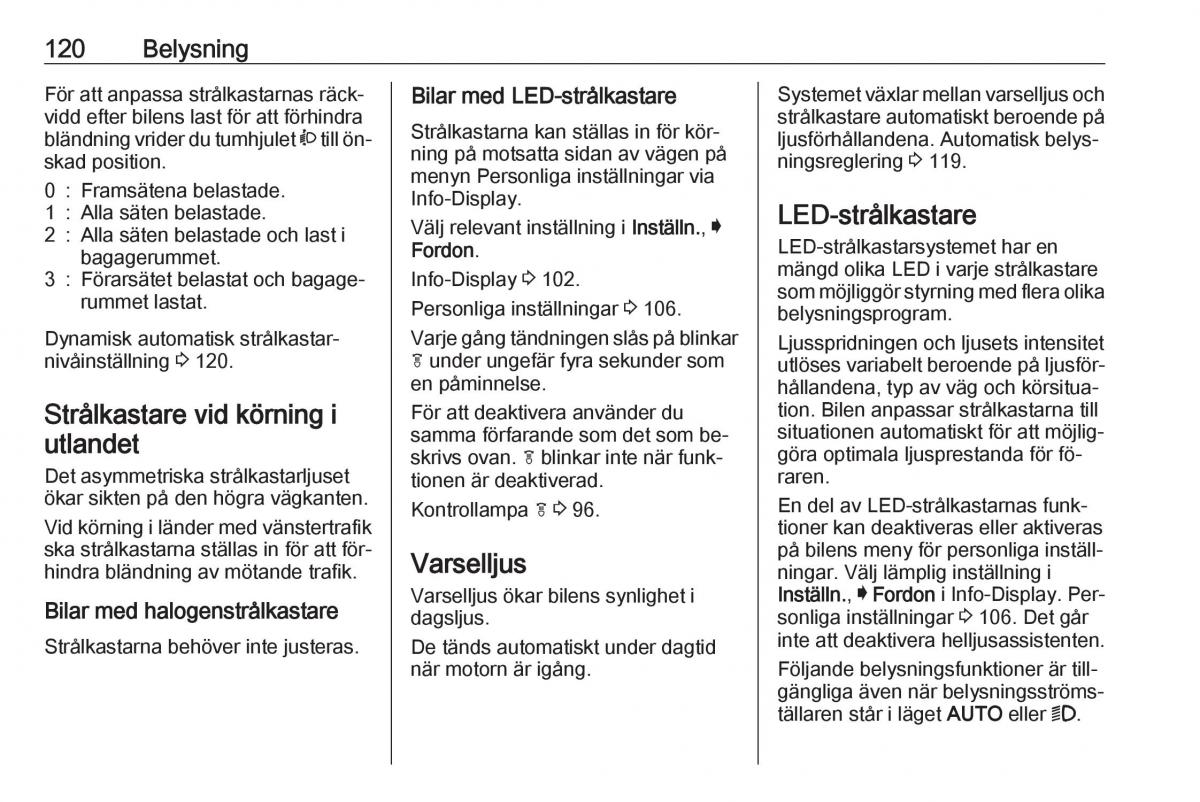 Opel Astra K V 5 instruktionsbok / page 122