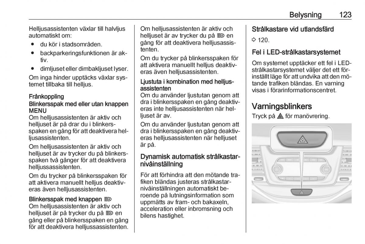 Opel Astra K V 5 instruktionsbok / page 125