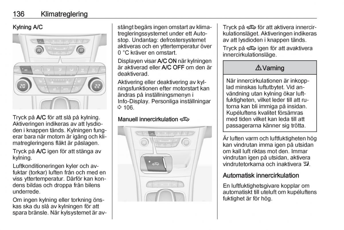 Opel Astra K V 5 instruktionsbok / page 138