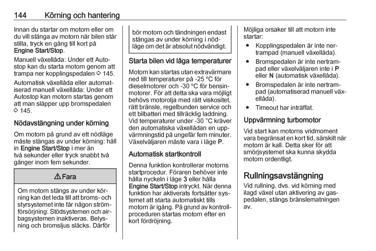 Opel Astra K V 5 instruktionsbok / page 146