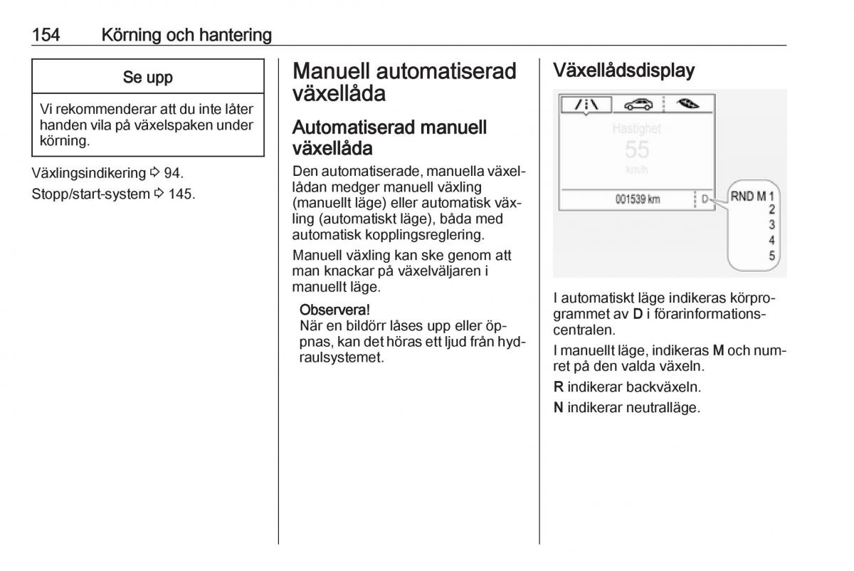 Opel Astra K V 5 instruktionsbok / page 156