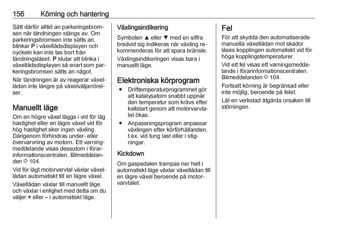 Opel Astra K V 5 instruktionsbok / page 158