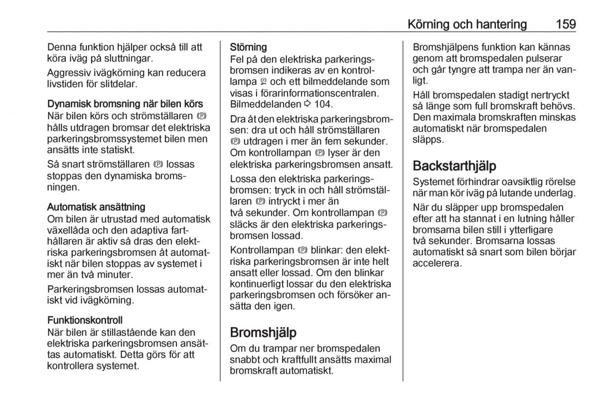 Opel Astra K V 5 instruktionsbok / page 161