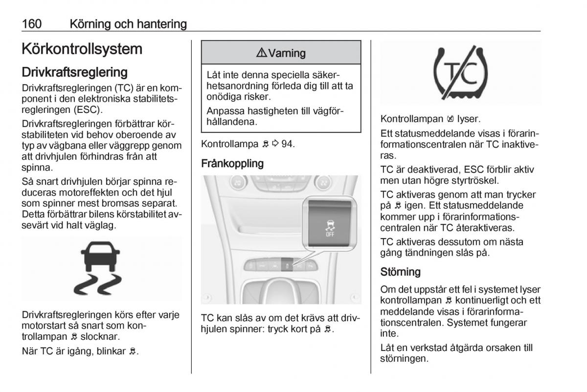 Opel Astra K V 5 instruktionsbok / page 162