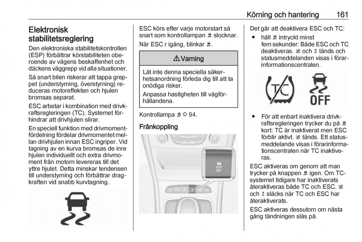 Opel Astra K V 5 instruktionsbok / page 163