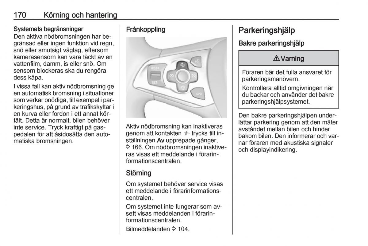 Opel Astra K V 5 instruktionsbok / page 172