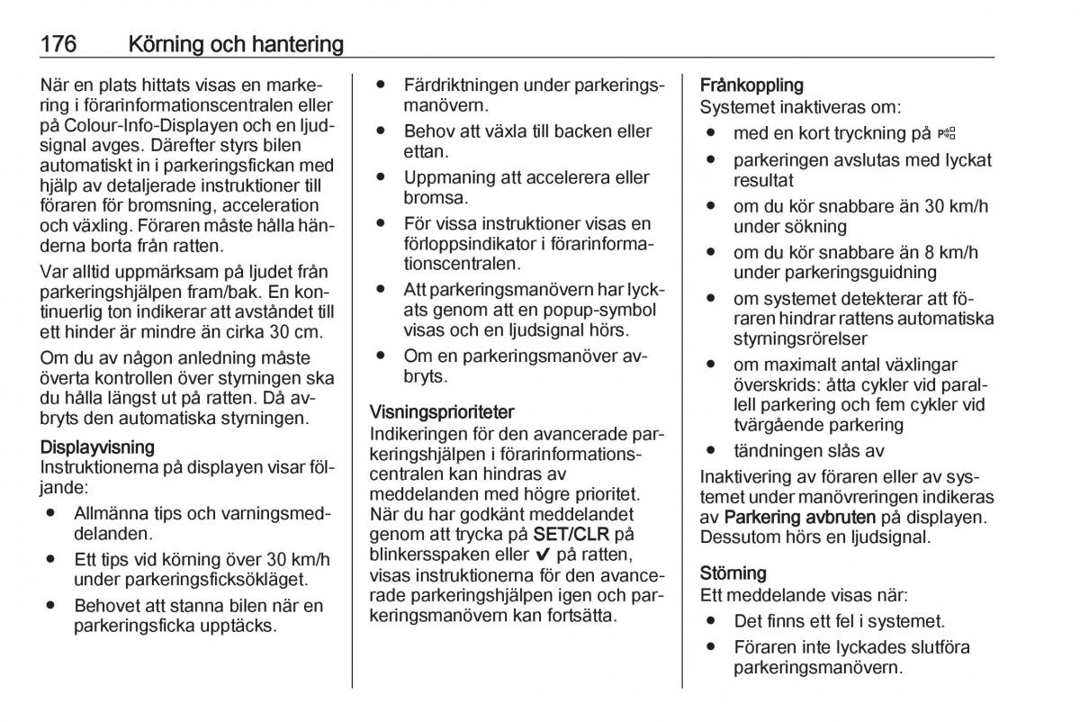 Opel Astra K V 5 instruktionsbok / page 178