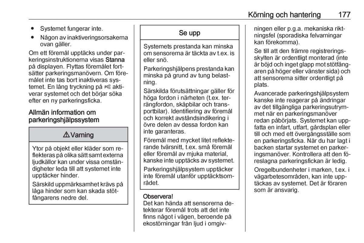 Opel Astra K V 5 instruktionsbok / page 179