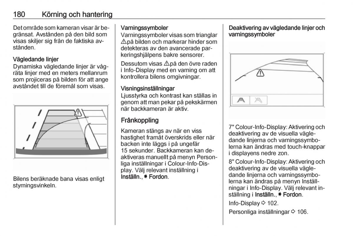 Opel Astra K V 5 instruktionsbok / page 182