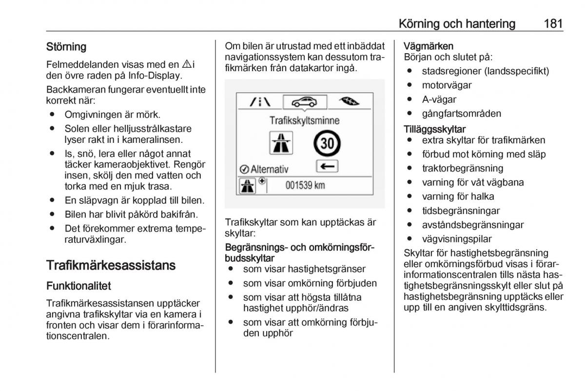 Opel Astra K V 5 instruktionsbok / page 183