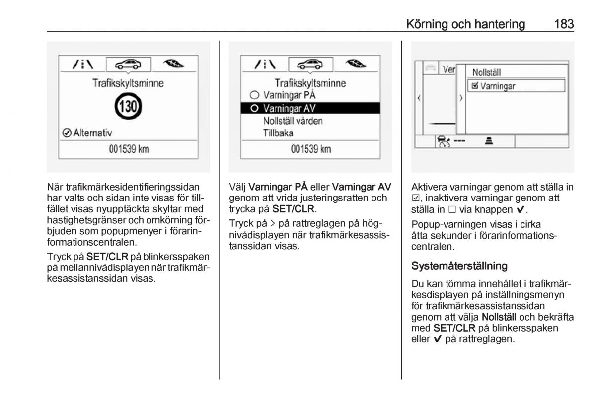 Opel Astra K V 5 instruktionsbok / page 185