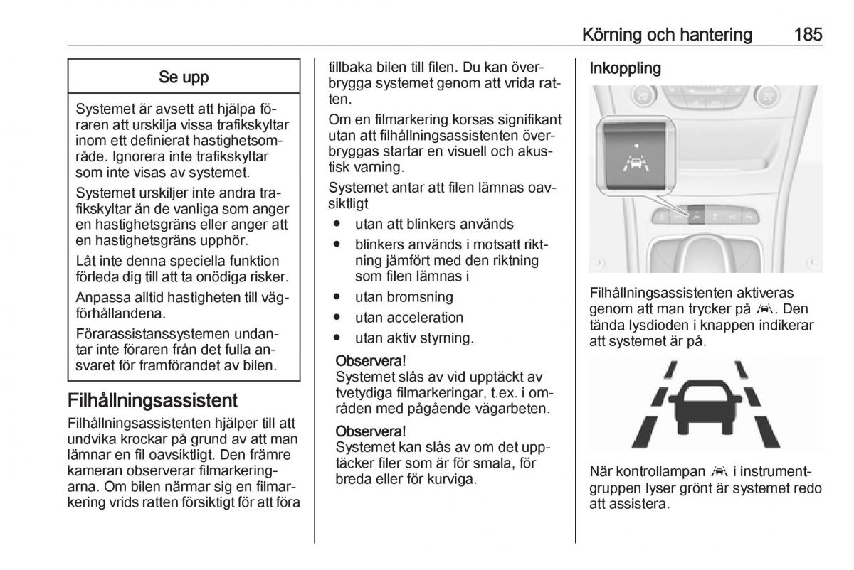 Opel Astra K V 5 instruktionsbok / page 187