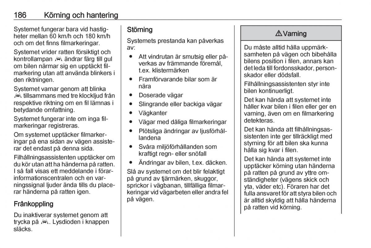 Opel Astra K V 5 instruktionsbok / page 188