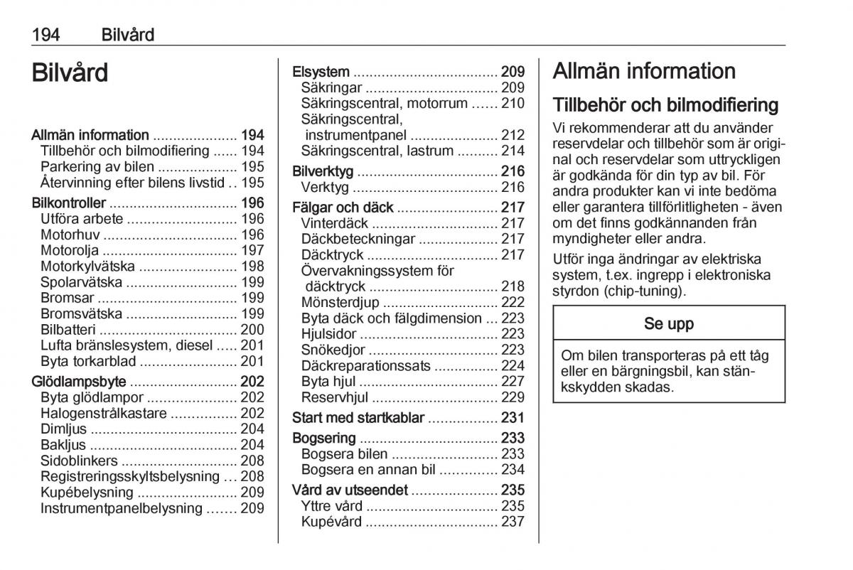 Opel Astra K V 5 instruktionsbok / page 196