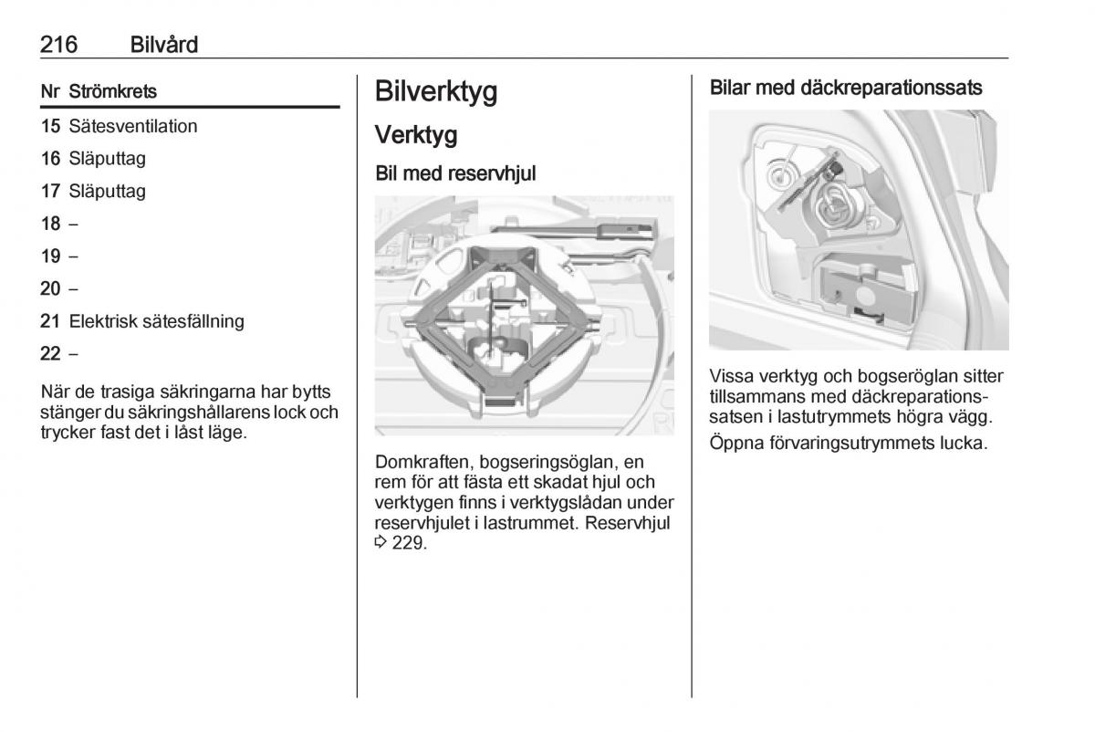 Opel Astra K V 5 instruktionsbok / page 218