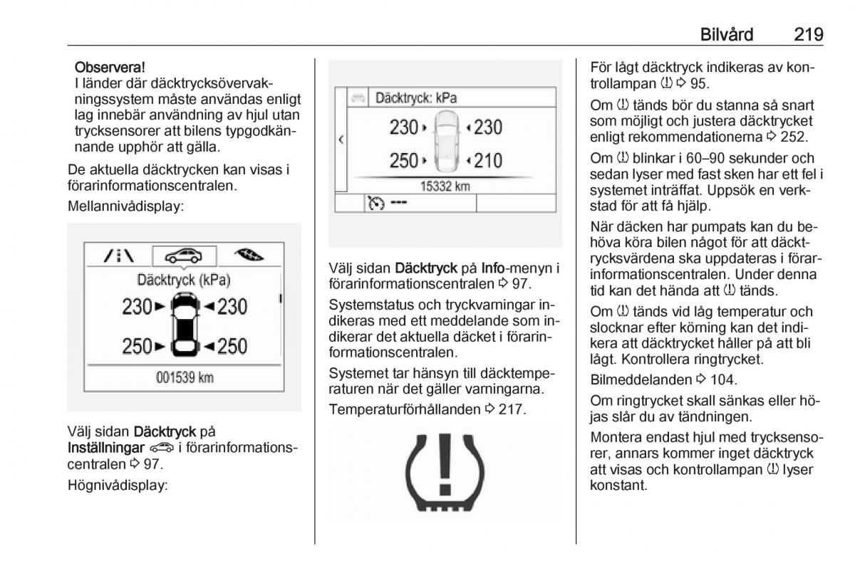 Opel Astra K V 5 instruktionsbok / page 221