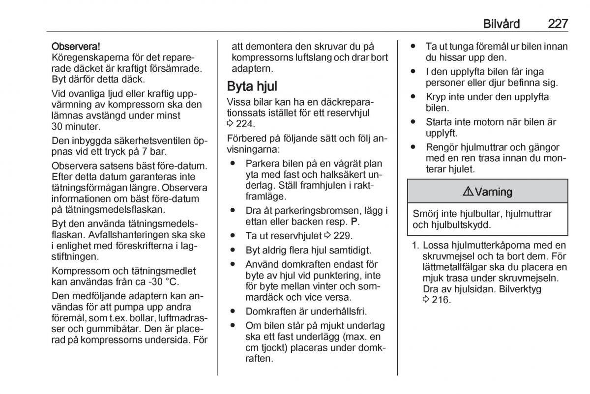 Opel Astra K V 5 instruktionsbok / page 229