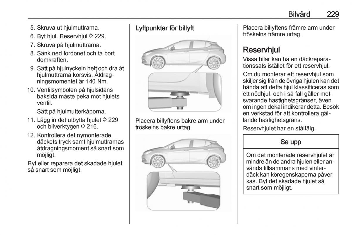 Opel Astra K V 5 instruktionsbok / page 231