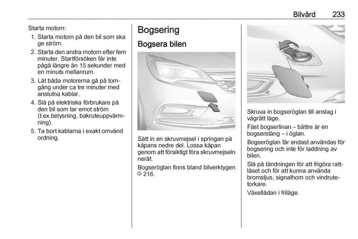 Opel Astra K V 5 instruktionsbok / page 235