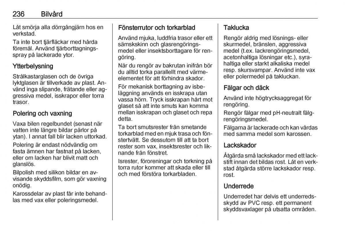 Opel Astra K V 5 instruktionsbok / page 238