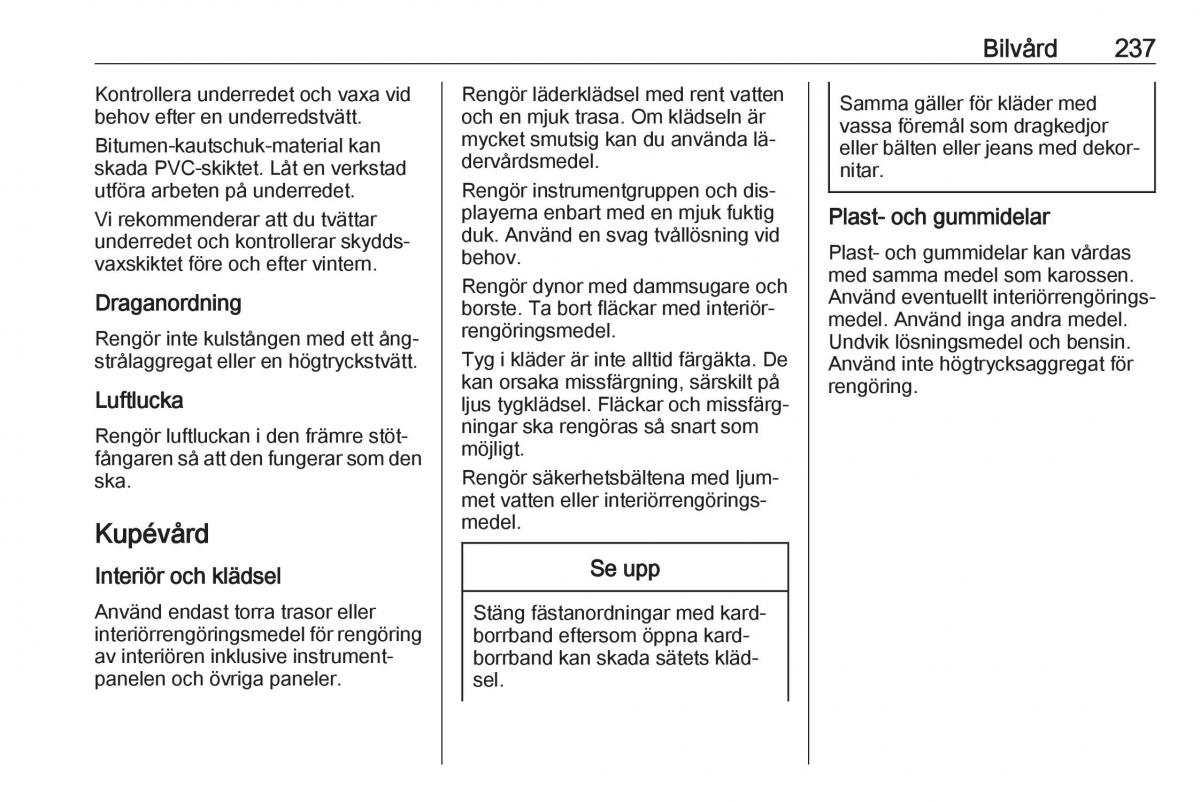 Opel Astra K V 5 instruktionsbok / page 239