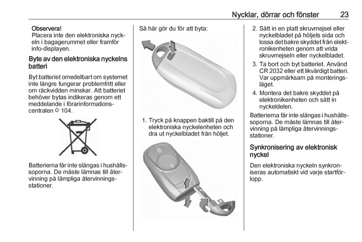 Opel Astra K V 5 instruktionsbok / page 25