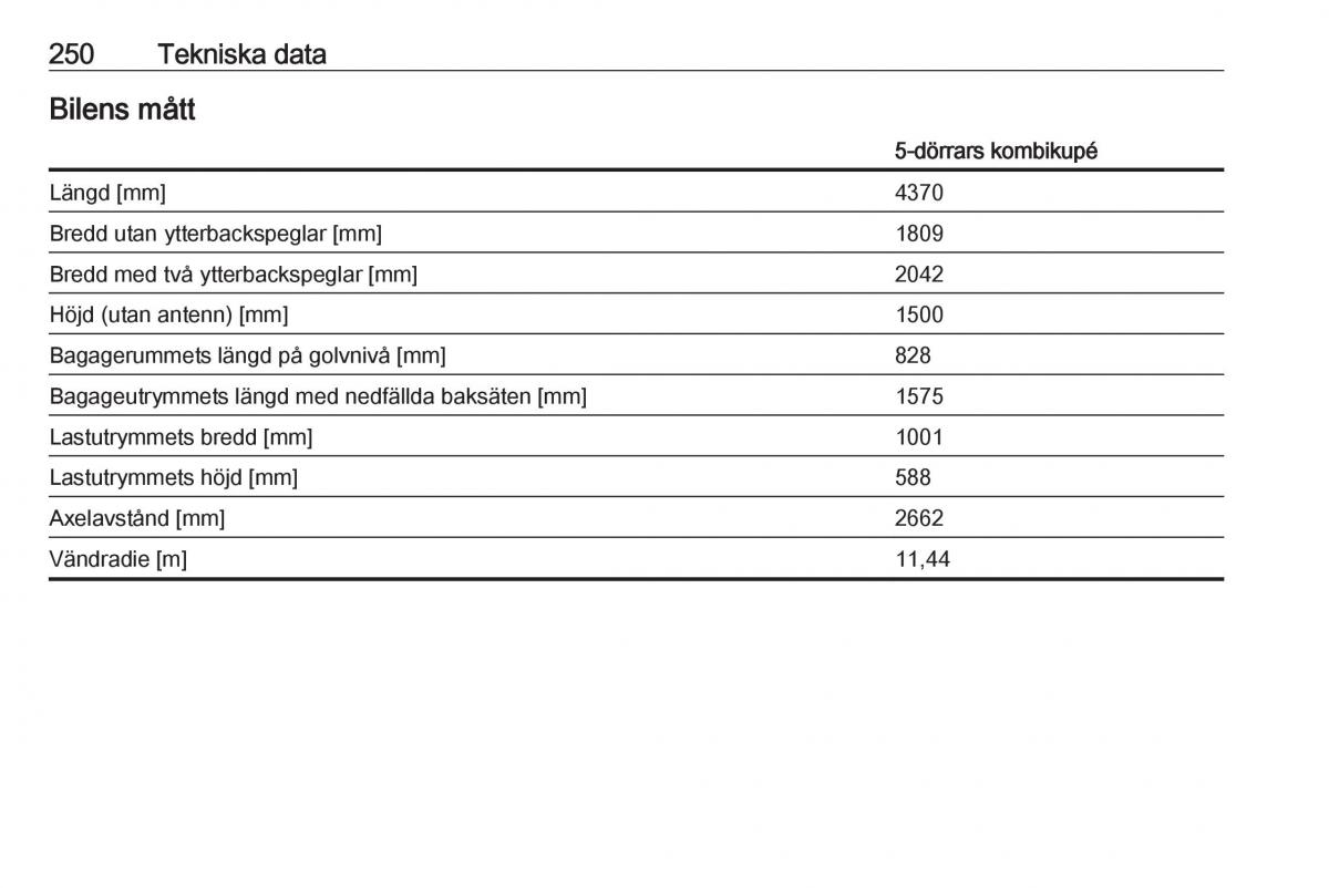 Opel Astra K V 5 instruktionsbok / page 252