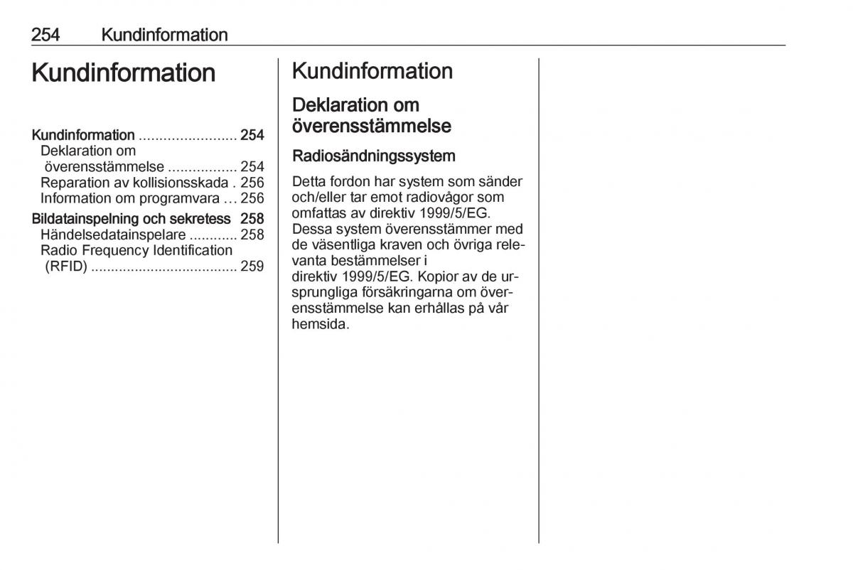 Opel Astra K V 5 instruktionsbok / page 256